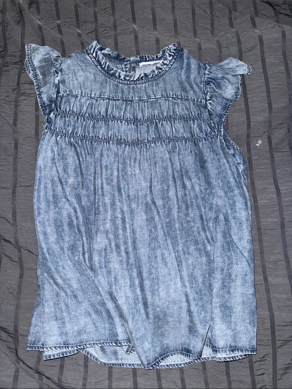 Jane and Delancey Light Blue Smocked Ruffle Sleeve Top